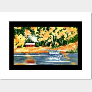 Pacific Northwest Float Plane Watercolor Painting Posters and Art